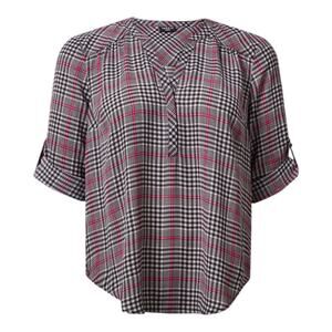 Torrid Harper Pink and Black Plaid Georgette Pullover‎ 3/4 Sleeve Blouse Plus 2X